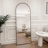 Miroir en arc, miroir sur pied arrondi de 45 x 147 cm avec cadre en alliage d'aluminium