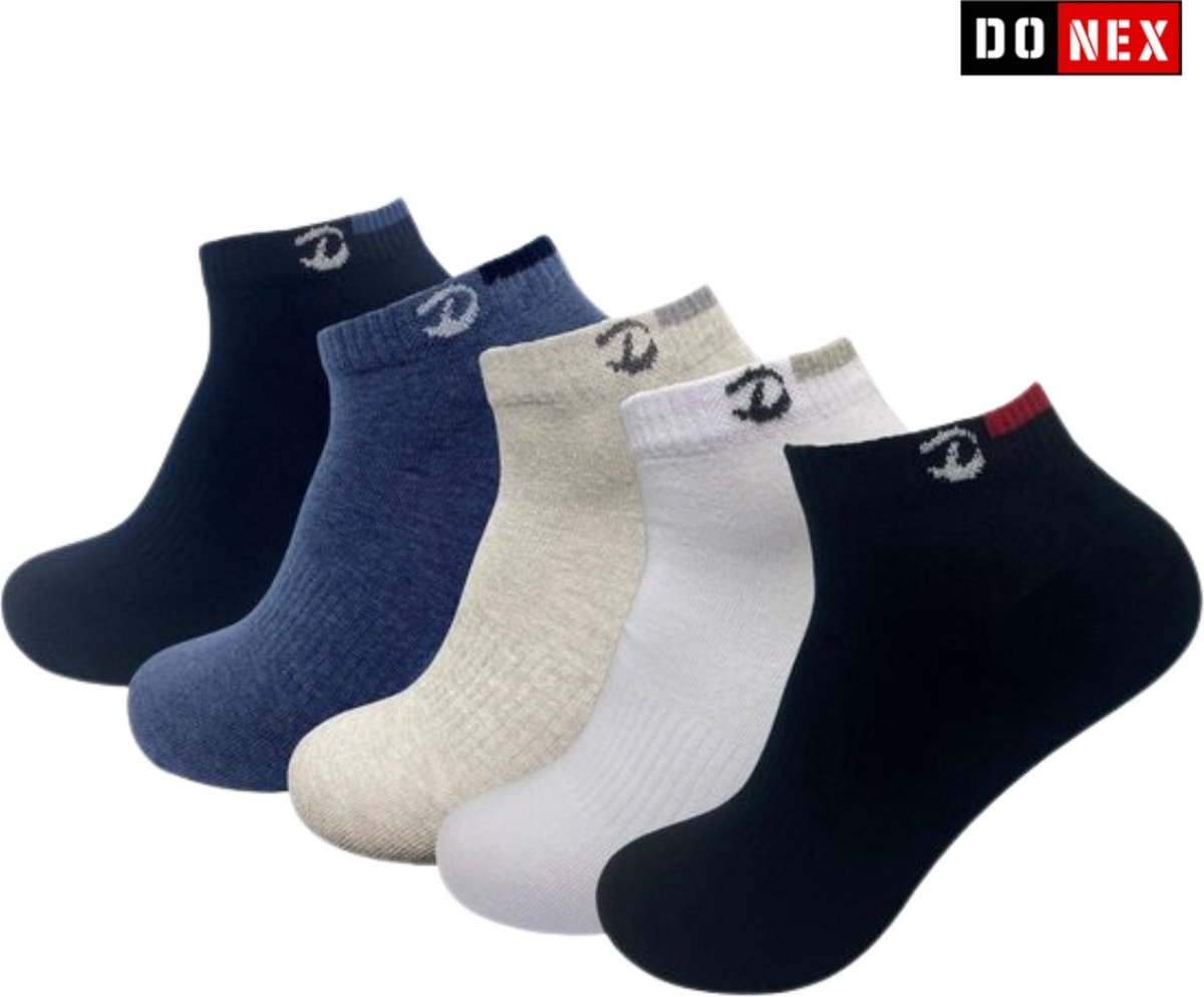 8 paar Donex sneakersokken - Katoen - Plattenaad - Maat 39-42