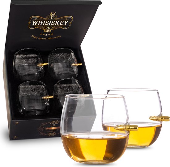 Whisiskey - Whiskey Bullet Egg glazen - 4 whiskey Glazen - Whiskey glazen set - 285ml - Waterglazen - Drinkglazen - Glas - Cadeau voor Man & Vrouw - Vaderdag Cadeau