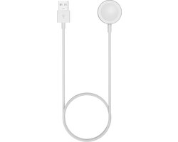 Bandz smartwatch oplader geschikt voor Apple Watch Series 1 / 2 / 3 / 4 / 5 / 6 / 7 / 8 / 9 / 10 / 11 / SE (2/3) / Ultra (2/3) - USB-A oplader - 100cm oplaadkabel net USB-A aansluiting (wit)