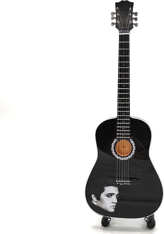 Mini gitaar Elvis Presley zwart met foto 25cm Miniature- Guitar-Mini -Guitar- Collectables-decoratie -gitaar-Gift--Kado- miniatuur- instrument-Cadeau-verjaardag