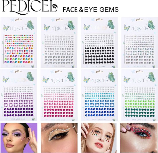 Foto: Plak diamantjes 8 sets in verschillende kleuren zelfklevende glitter steentjes stickers voor lichaam en gezicht rhinestones face jewels strass