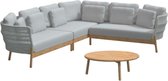 4 Seasons Outdoor Avalon - Tuinset - 1 Teak houten tafel - Olefin textiel kussens en teak houten onderstel - lounge set