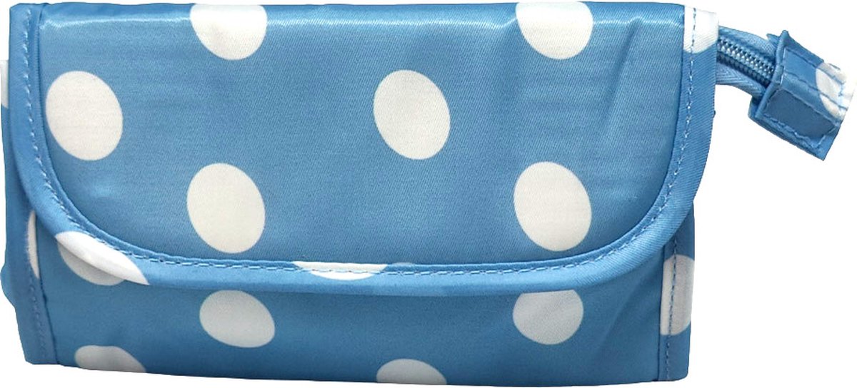 Rojafit Make-up Tasje met Spiegel - Blue Dots - Afmeting: 17 x 5 x 10 cm.
