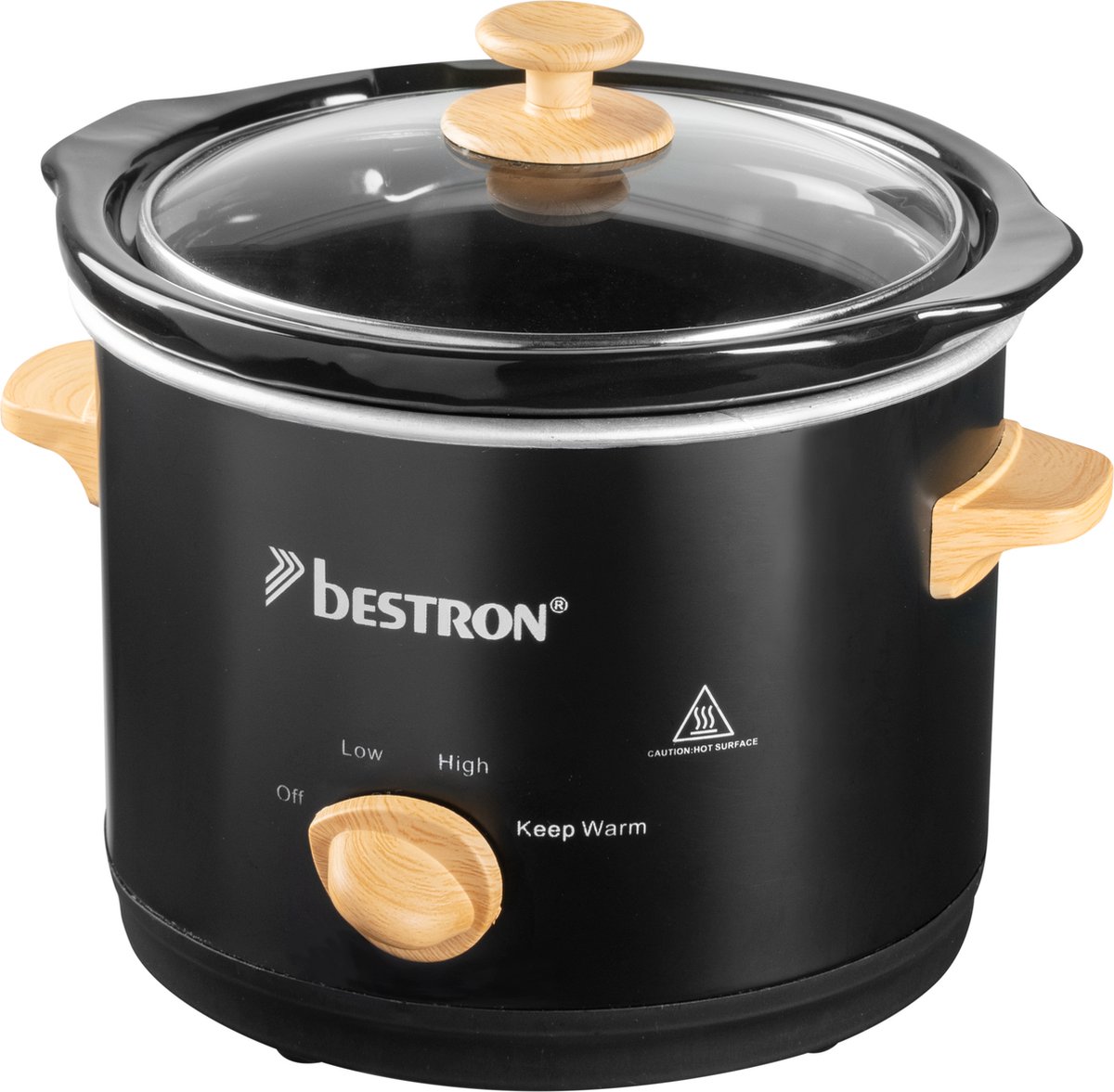 Bestron Slowcooker 120W - ASC150BW - 1.5L - Keramische binnenpan - Zwart/Hout - 5 jaar garantie – foto 2