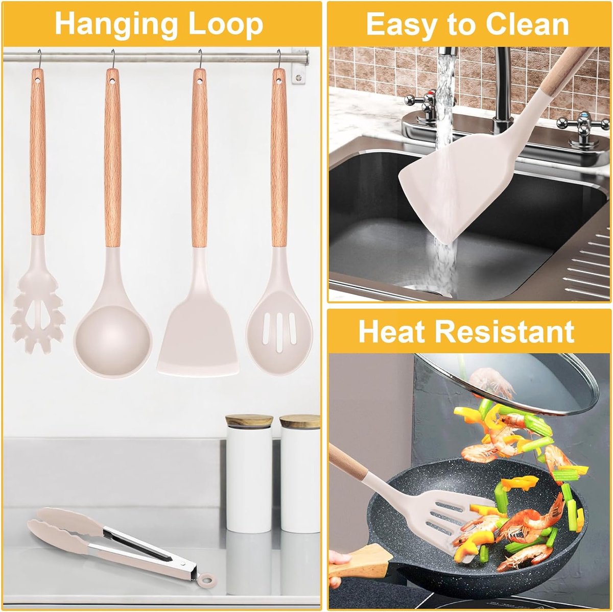 Janse® Siliconen keukengerei set 12 delig roze