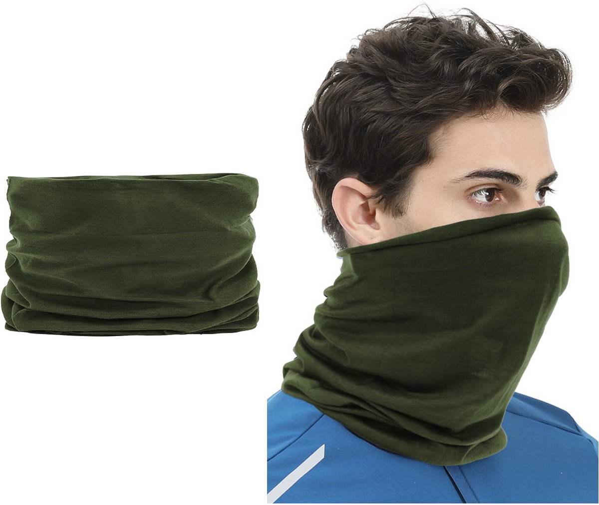 2 Stuks Colsjaal - Dun Materiaal voor Sport - Bivakmuts Balaclava Bandana Ideaal voor Fietsen Motor - Polyester - Unisex - Groen