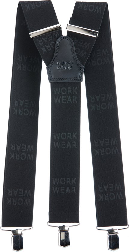 Pierre Mouton Work Wear Bretel - Bretels - Volwassenen - Heren - Zwart - 140cm - 3 brede clips - XL - XXL