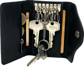 Étui à clés en cuir design - Dossier à clés - Sac à clés avec porte-cartes et poche zippée pour pièces de monnaie - Organisateur de clés - Porte-clés - Zwart