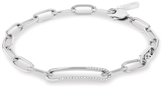 Calvin Klein CJ35000542 Dames Armband - Schakelarmband - Sieraad - Staal - Zilverkleurig - Fantasie - 7 mm breed - 18.5 cm lang