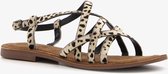 TwoDay leren dames sandalen met luipaardprint - Beige - Maat 40
