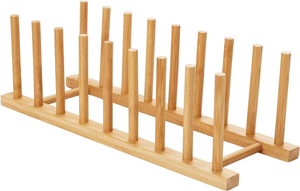 Goedkoopste &ERGY Afdruiprek | Bamboe | 34 cm | Geschikt voor 8 grote borden | Afwasrek | Bordenrek | Bordenhouder | Dekselhouder opbergrek | Afwasbak | Pannendekselhouder