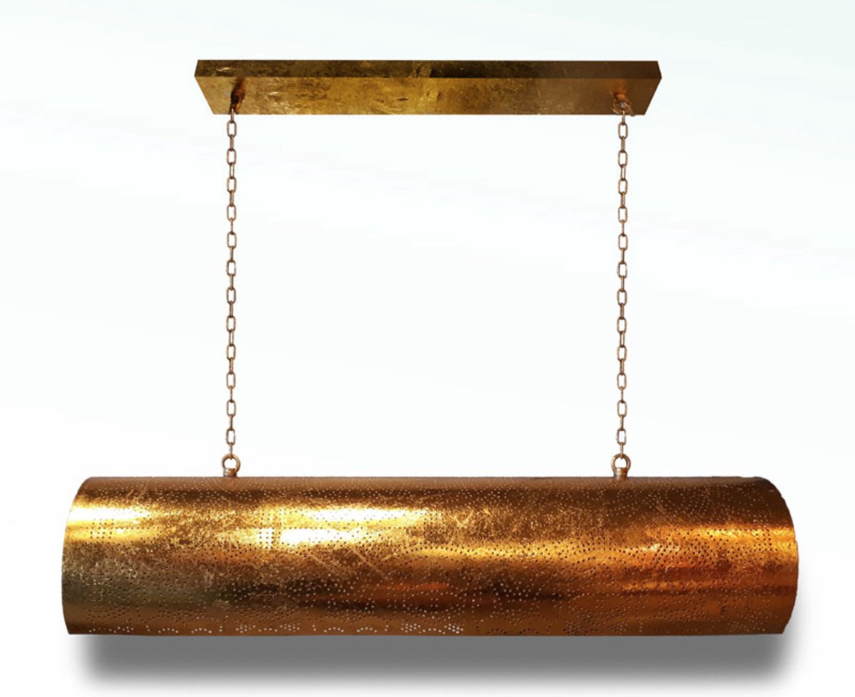 LM-Collection Ameera Hanglamp - Ø25x100cm - E27 - Vintage Goud - Metaal - hanglampen eetkamer, hanglamp zwart, hanglampen woonkamer, hanglamp slaapkamer, hanglamp kinderkamer, hanglamp rotan, hanglamp hout, hanglamp industrieel