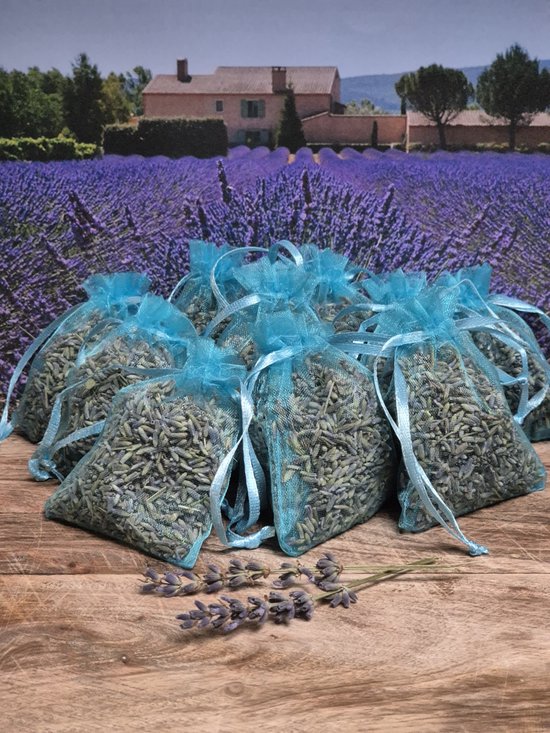 Lavendel geurzakjes met biologische lavendel uit de Provence - 10 stuks à 6 gram aqua