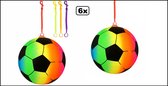 6x Voetbal met keycord / Bungee bal 23cm - Incl. ballenpomp - Keycord - Thema feest strand Sport en spel straat