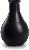 Jodeco Bloemenvaas Theresa - mat zwart - eco duurzaam glas - D15 x H25 cm - Sierlijke kruik vorm