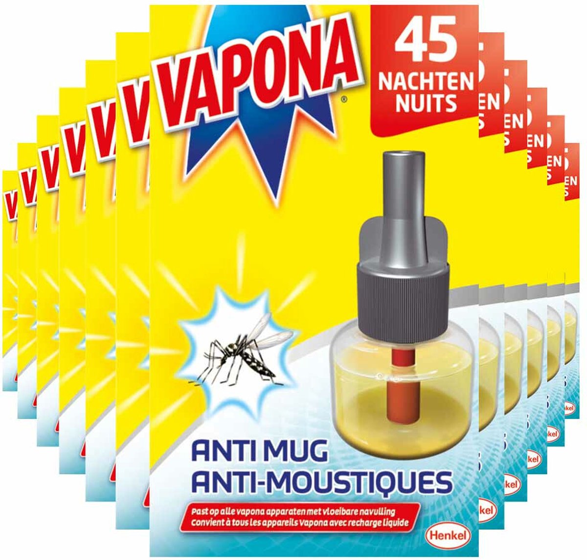 Goedkoopste 12x Vapona Anti-Mug Muggenstekker Navulling 45 nachten 18 ml
