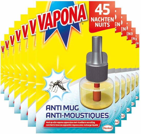 Foto: 12x vapona anti mug muggenstekker navulling 45 nachten 18 ml