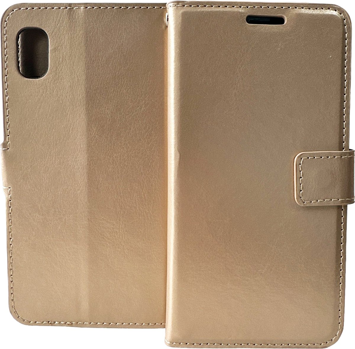 Bookcase Geschikt voor: Samsung Galaxy A01 Core - Bookcase Goud - portemonnee hoesje