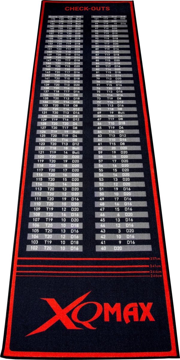 XQMAX - Dartmat - Checkout Rood - 285 x 60 cm