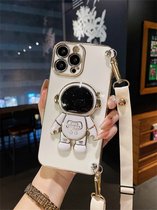 Luxe Crossbody Telefoonhoes Handtas Astronaut Mode Design Houder Telefoonhoesje Voor IPhone 15 Pro Max Lensbeschermer Zachte Stevige Hoes Wit