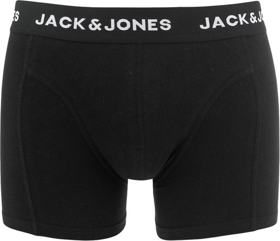 Zwarte boxer met stiksels en witte 'JACK & JONES' logo band.