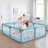 Babybox - Afsluitrooster met ademend Net - Kinder Activiteitencentrum binnen - Kruipbox voor Baby - met Ritssluiting - 180x200x65cm - Groen