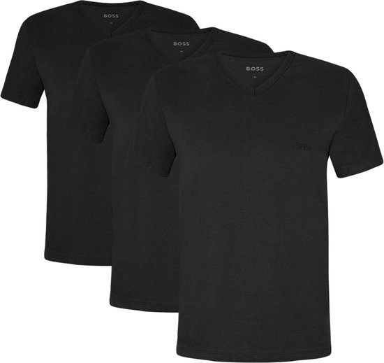 HUGO BOSS T-shirts Classic coupe régulière (pack de 3) - T-shirts hommes col en V- noir - Taille : XXL
