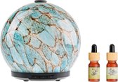 Whiffed Marble® Luxe Aroma Diffuser - Incl. 2x Etherische olie - Rozemarijn - Pepermunt - Geurverspreider met Glazen Design - 8 uur Aromatherapie - Tot 80m2 - Essentiële Olie Vernevelaar & Diffuser