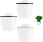 18 cm zelfwater gevende bloempot, 3 stuks met haken, zelfabsorberende hangende bloempot, kunststof automatische water gevende plantenbak voor balkon, tuin, hek, muur, plank, huis