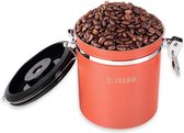 koffieblik 1500 ml in 10 kleuren met doseerlepel Hoogte: 15cm koffieblik Roestvrijstalen koffiecontainer, Kleur:orange