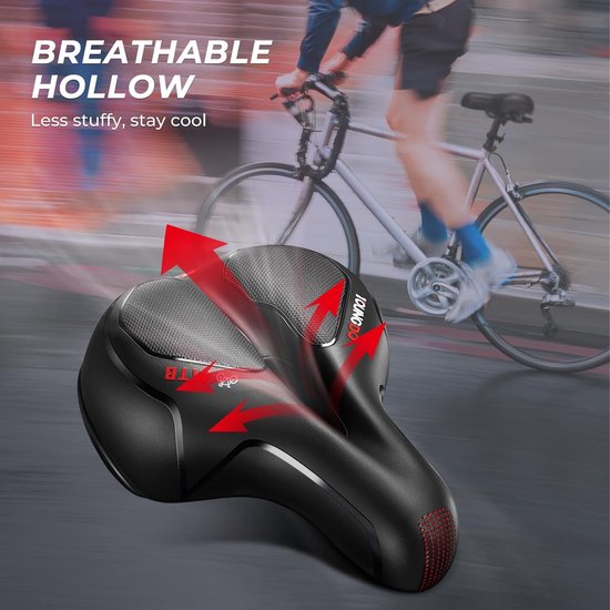 SinLaw Gel Fietszadel - Comfortabel Traagschuim - Met Dubbele Veren - Waterdicht - Ergonomisch - Voor Dames En Heren - Universele Montage