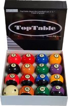 TopTable Poolballen Super A-Grade BLK 57,2mm - Set Semi-Professionele Poolballen met zwarte kenmerken & Dotted Cueball