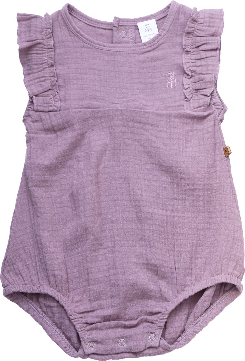 MXM Baby Romper met Roesels - Mouwloos - Katoen - Maat 50 - Lila