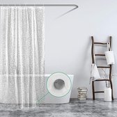 Douchegordijn, transparant, 120 x 200 cm, schimmelwerend, waterdicht badkamergordijn met 8 haken en verzwaarde zoom
