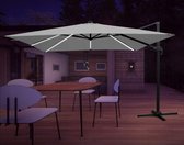 tuinparaplu- grijs- 3x4m- parasol voor in de tuin- met solar led verlichting