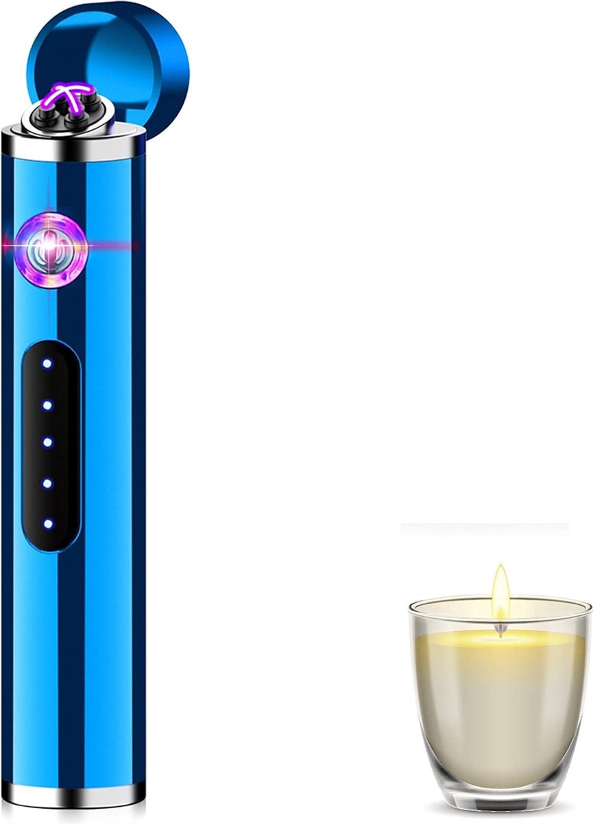 Goedkoopste Aanstekers - Oplaadbaar - Touchscreen - Incl. Geschenkdoos - Winddicht - Blauw