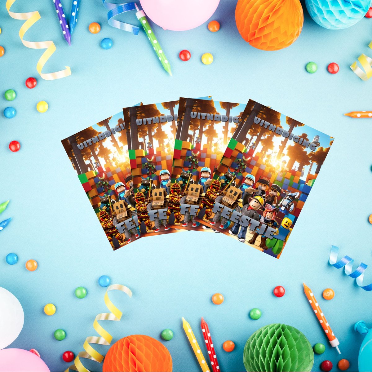 Roblox Gamer Uitnodiging | Gepersonaliseerd | Neon | Met Envelop
