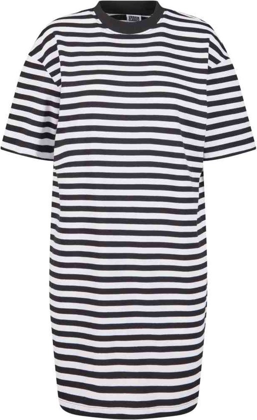 Urban Classics - Oversized Striped Tee Korte jurk - 3XL - Wit/Zwart