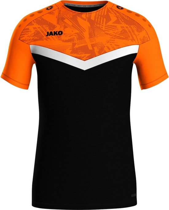 Jako Iconic T-Shirt Heren - Zwart / Fluo Oranje | Maat: 3XL