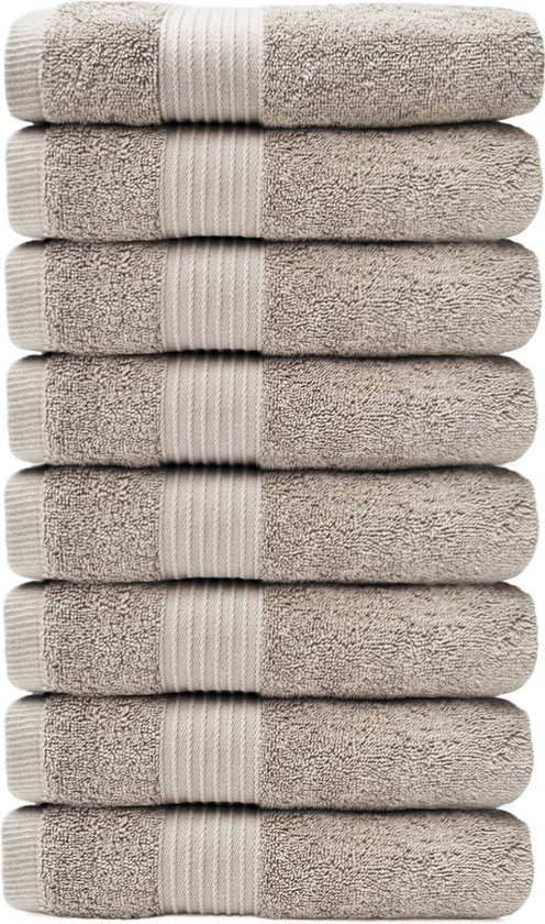 HOOMstyle Handdoeken Set Elegance - 8 stuks - 100% Soft Cotton 650gr - 50x100cm - Taupe