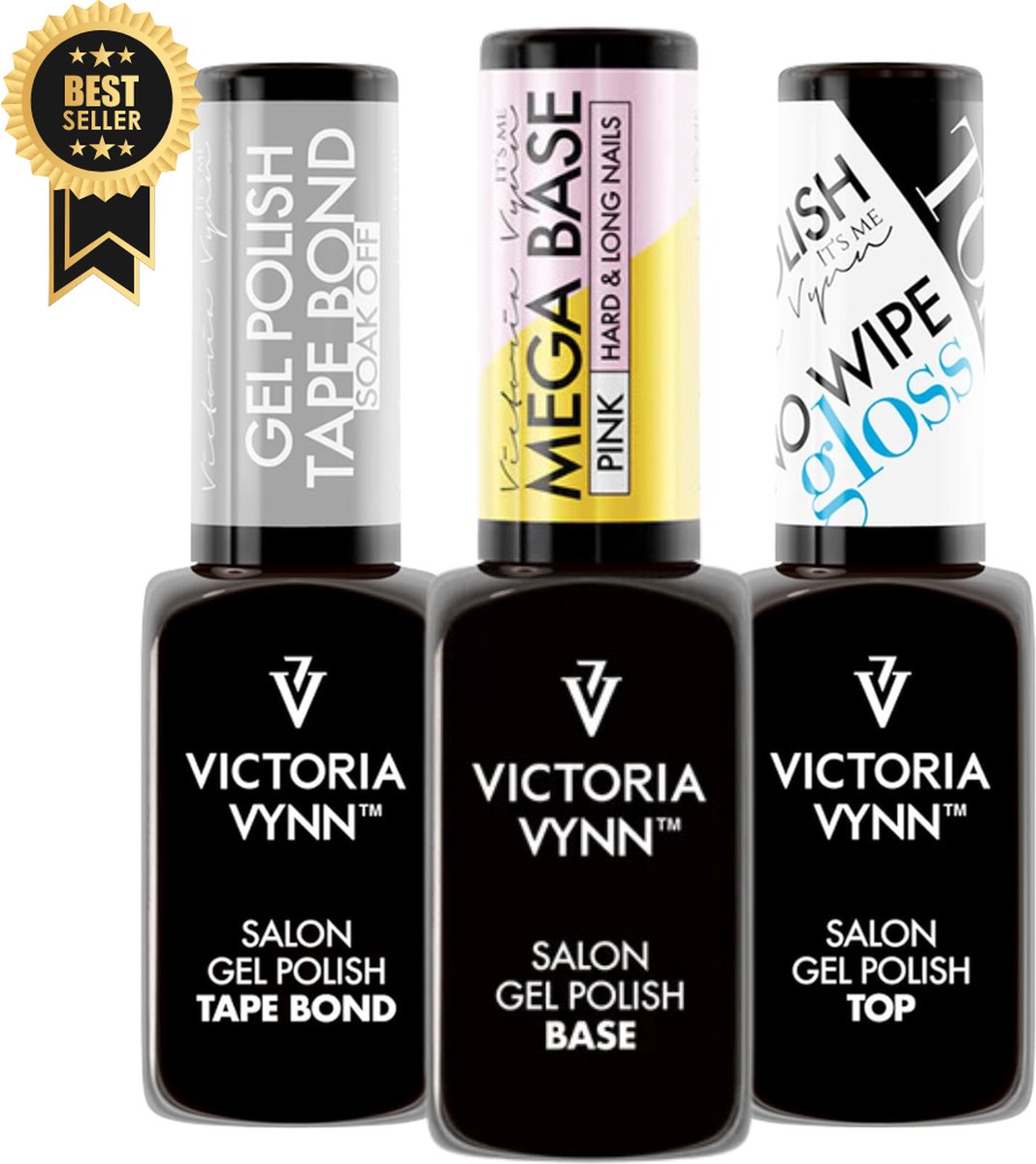 Goedkoopste GUAPÀ® MEGA BASE - BIAB Starterspakket - Victoria Vynn™ Gel Polish Mega Base - Tape Bond - Top Coat - Verstevig Zwakke en Zachte Nagels - Rubber Base 8 ml Pink