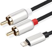 NÖRDIC RCA-LGN Lightning naar RCA Kabel - Audiokabel - 1.2m - Vergulde Connectoren - Zwart