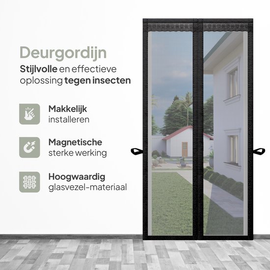 O'DADDY® Deurgordijn Deluxe FIBER - Magnetisch Vliegengordijn - Voor Nieuwbouw en Standaard Deuren - Eenvoudige Installatie - Zwarte Hor - 100x230 cm - O'DADDY