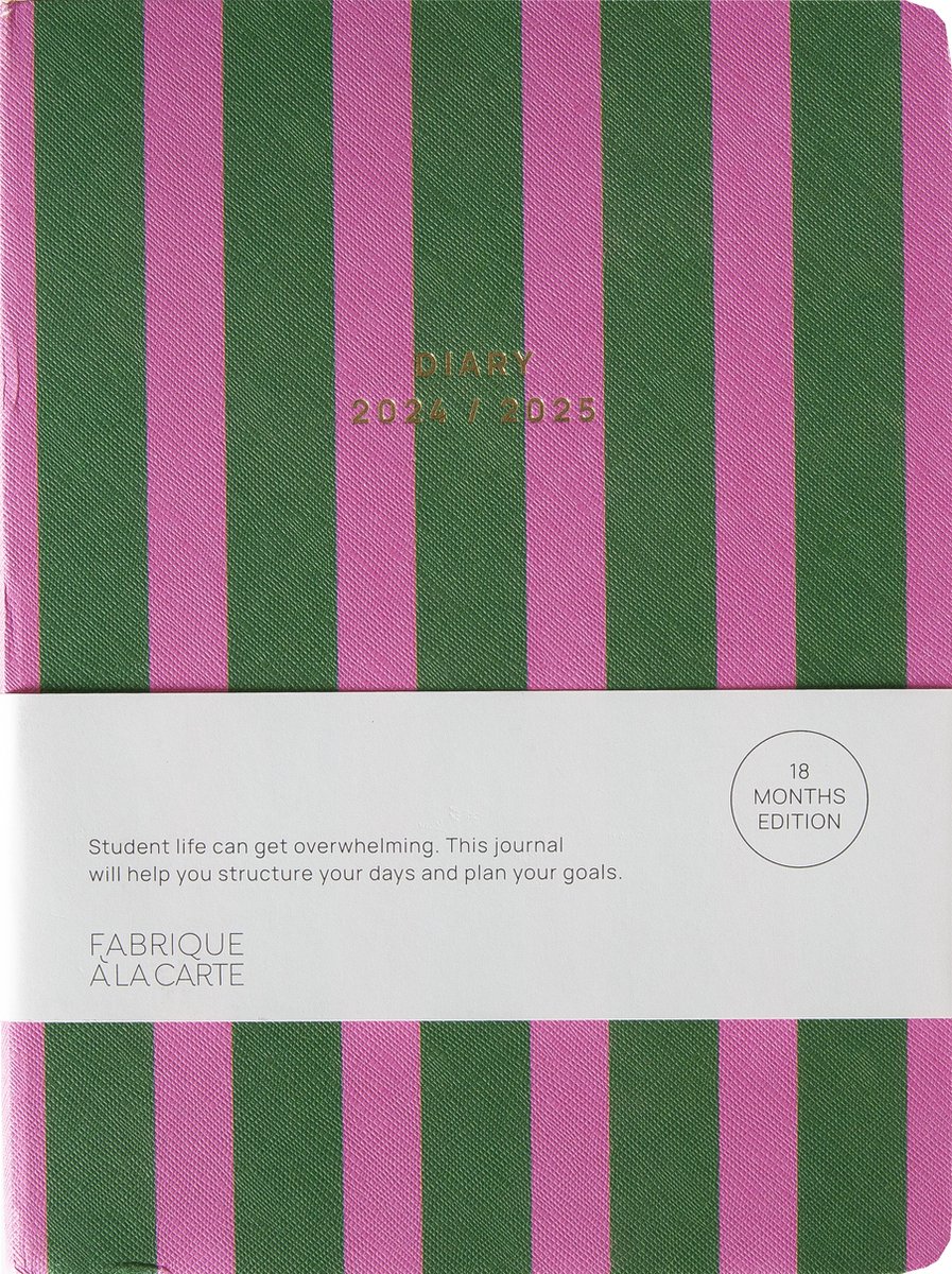 Fabrique 18 Maanden Agenda 2024-2025 Stripes Green Pink - A-Journal