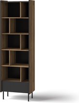 Prestigo P10 - open boekenkast met planken - hoge boekenkast met lade - op poten - industrieel - bibliotheekboekenkast - woonkamermeubel - Maxi Maja