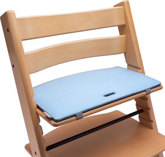 Zitkussen, kinderstoel, compatibel met hoge stoel (blauw/grijs) zitkussen, kussen, zitkussen, bekleding, vilt, accessoire voor kinderstoel, hout, trapstoel