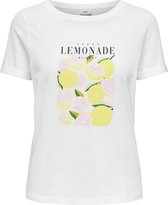 Jacqueline de Yong T-shirt Jdykitty S/s Print Top Jrs 15318845 Cloud Dancer/lemon Box Dames Maat - L