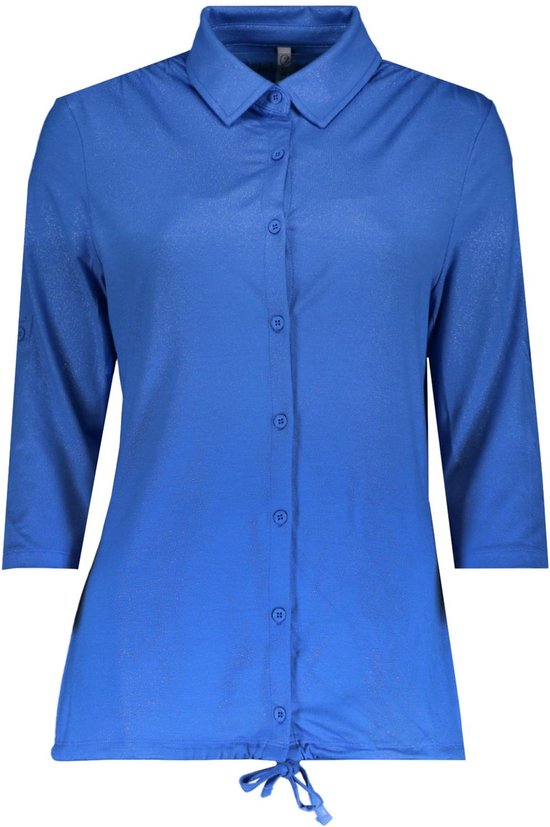 Zoso Blouse Beau Blouse With Spray Print 242 1010 Strong Blue Dames Maat - XL