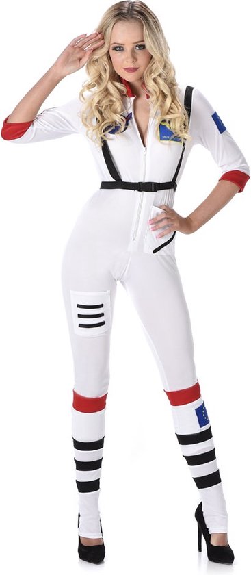 Karnival Costumes Astronaut Kostuum Carnavalskleding Dames Carnaval - Polyester - Maat M - 3-Delig Jumpsuit/Riem/Sokken